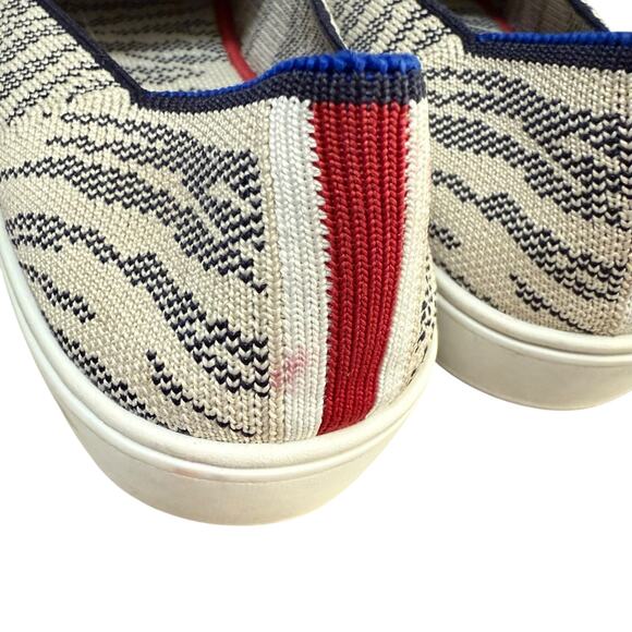 Rothys The Original Slip On City Sneakers Maritime Blue Tiger Print Retired 10‎ - Picture 6 of 12